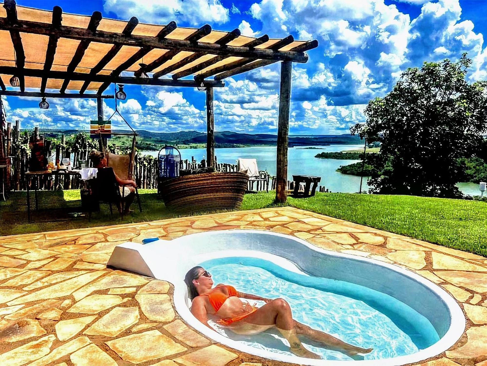 Chale Mirante, Piscina, Cachoeira, Lago E Vista Espetacular Alexania エクステリア 写真
